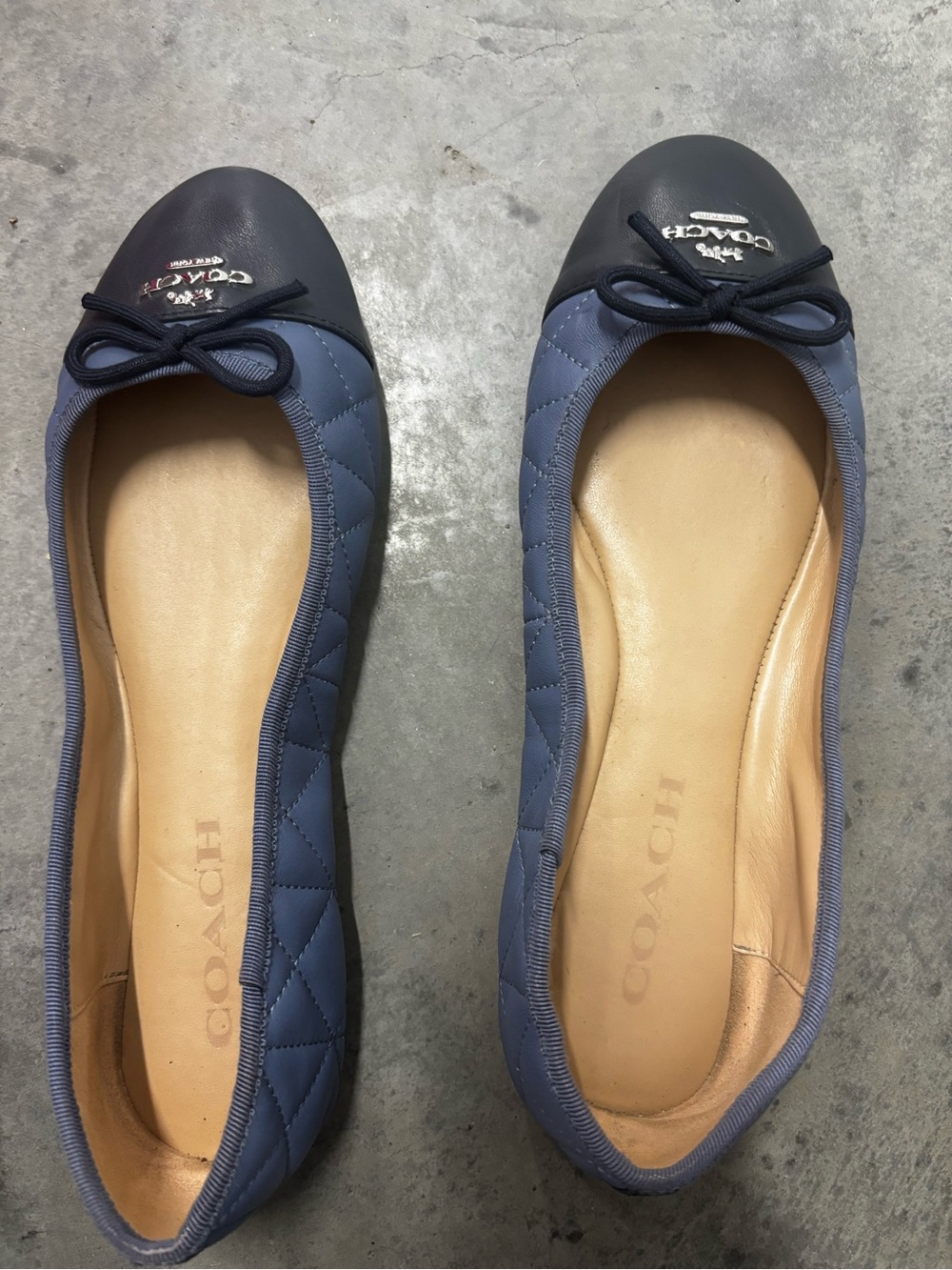 Coach Navy Quilted Ballet Flats with Bow Accent 7